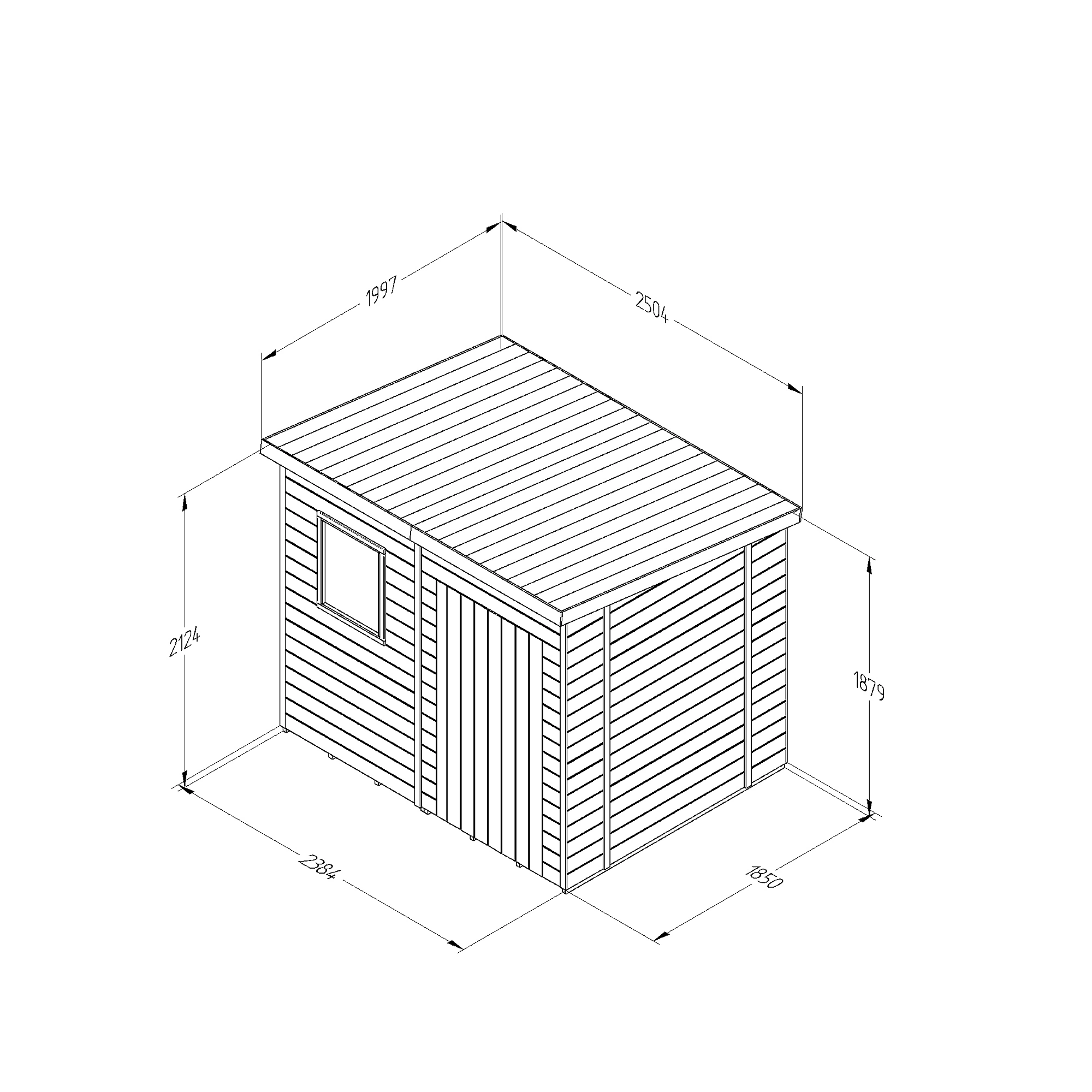 Forest Garden Timberdale 8x6 Ft Pent Tongue & Groove Wooden Shed With Floor 3 Forest Garden Timberdale 8x6 Ft Pent Tongue & Groove Wooden Shed With Floor - Image 3