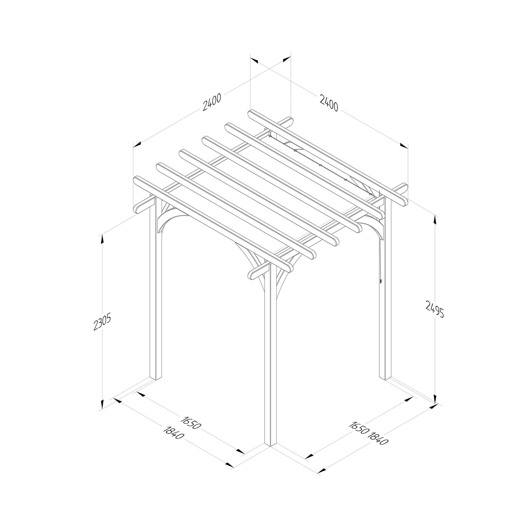 Forest Garden Ultima Cream Pergola & Decking Kit, X4 Post (H) 2.4m X (W) 2.4m - Canopy Included 7 Forest Garden Ultima Cream Pergola & Decking Kit, X4 Post (H) 2.4m X (W) 2.4m - Canopy Included - Image 7