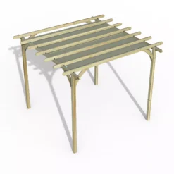 Forest Garden Ultima Cream Pergola & Decking Kit, X4 Post (H) 2.7m X (W) 3.6m - Canopy Included