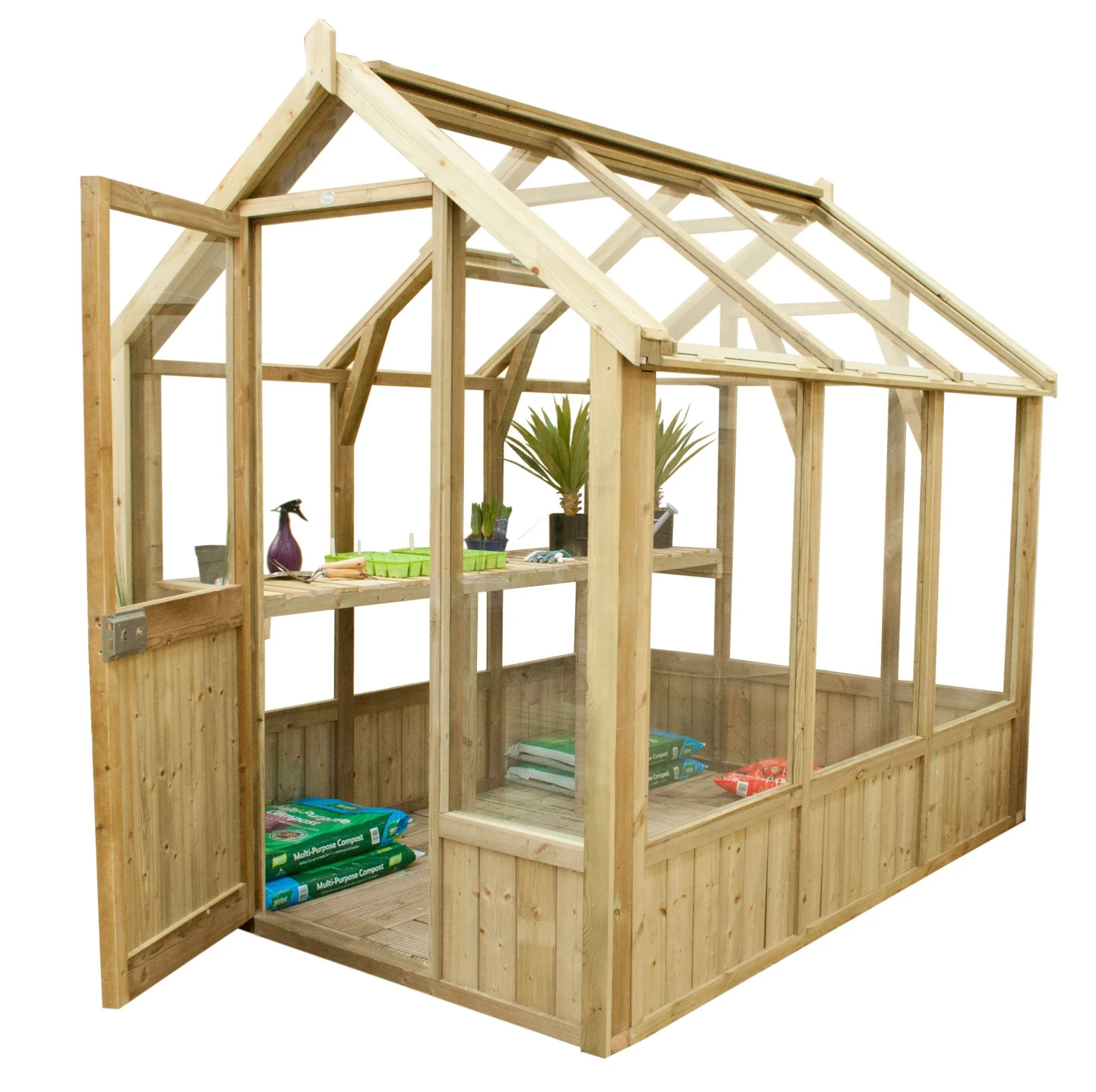 Forest Garden Vale Natural Timber 8x6 Greenhouse 1 Forest Garden Vale Natural Timber 8x6 Greenhouse