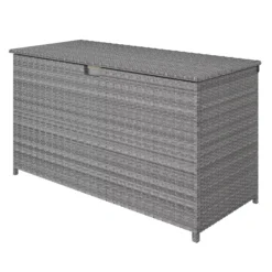 GoodHome Hamilton Steeple Grey Rattan Effect Storage Box (W) 125cm X (D) 55cm -Garden & Outdoors goodhome hamilton steeple grey rattan effect storage box w 125cm x d 55cm5059340677392 01c