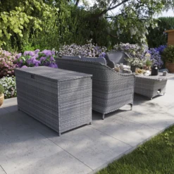 GoodHome Hamilton Steeple Grey Rattan Effect Storage Box (W) 125cm X (D) 55cm -Garden & Outdoors goodhome hamilton steeple grey rattan effect storage box w 125cm x d 55cm5059340677392 02i