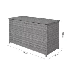 GoodHome Hamilton Steeple Grey Rattan Effect Storage Box (W) 125cm X (D) 55cm -Garden & Outdoors goodhome hamilton steeple grey rattan effect storage box w 125cm x d 55cm5059340677392 02t