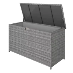 GoodHome Hamilton Steeple Grey Rattan Effect Storage Box (W) 125cm X (D) 55cm -Garden & Outdoors goodhome hamilton steeple grey rattan effect storage box w 125cm x d 55cm5059340677392 21c