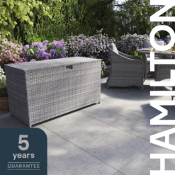GoodHome Hamilton Steeple Grey Rattan Effect Storage Box (W) 125cm X (D) 55cm -Garden & Outdoors goodhome hamilton steeple grey rattan effect storage box w 125cm x d 55cm5059340677392 43i EN