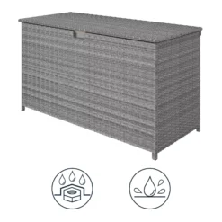GoodHome Hamilton Steeple Grey Rattan Effect Storage Box (W) 125cm X (D) 55cm -Garden & Outdoors goodhome hamilton steeple grey rattan effect storage box w 125cm x d 55cm5059340677392 71c