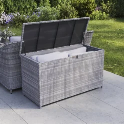 GoodHome Hamilton Steeple Grey Rattan Effect Storage Box (W) 180cm X (D) 65cm 21 GoodHome Hamilton Steeple Grey Rattan Effect Storage Box (W) 180cm X (D) 65cm -Garden & Outdoors goodhome hamilton steeple grey rattan effect storage box w 180cm x d 65cm5059340677415 02i