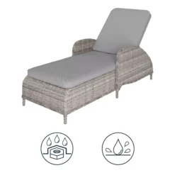 GoodHome Hamilton Steeple Grey Rattan Effect Sun Lounger -Garden & Outdoors goodhome hamilton steeple grey rattan effect sun lounger5059340676159 71c