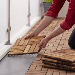 GoodHome Lempa Brown Acacia Clippable Deck Tile (L)0.3m (W)300mm (T)24mm, Pack Of 4 -Garden & Outdoors goodhome lempa brown acacia clippable deck tile l 0 3m w 300mm t 24mm pack of 45059340066035 02i