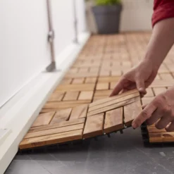 GoodHome Lempa Brown Acacia Clippable Deck Tile (L)0.3m (W)300mm (T)24mm, Pack Of 4 -Garden & Outdoors goodhome lempa brown acacia clippable deck tile l 0 3m w 300mm t 24mm pack of 45059340066035 03i