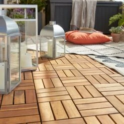 GoodHome Lempa Brown Acacia Clippable Deck Tile (L)0.3m (W)300mm (T)24mm, Pack Of 4 -Garden & Outdoors goodhome lempa brown acacia clippable deck tile l 0 3m w 300mm t 24mm pack of 45059340066035 10i bq