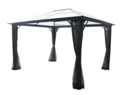 GoodHome Yallis Ebony Rectangular Gazebo, (W)3m (D)3.65m - Assembly Required