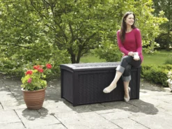 Keter Borneo Rattan Effect Plastic Garden Storage Box -Garden & Outdoors keter borneo rattan effect plastic garden storage box7290103669065 05bq