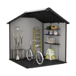 Keter Premier Apex Tongue & Groove Grey Shed With Floor -Garden & Outdoors keter premier apex tongue groove grey shed with floor7290112634122 40c bq