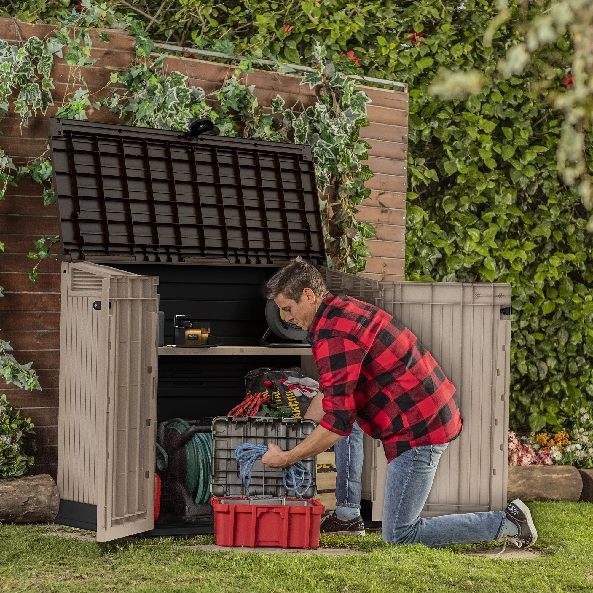 Keter Store It Out Midi Wood Effect Garden Storage Box 3 Keter Store It Out Midi Wood Effect Garden Storage Box - Image 3