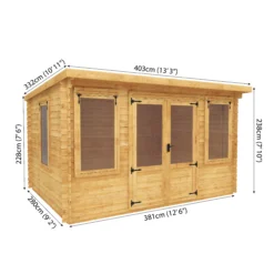 Mercia 13x10 Pent Tongue & Groove Cabin With Double Door 20 Mercia 13x10 Pent Tongue & Groove Cabin With Double Door -Garden & Outdoors mercia 13x10 pent tongue groove cabin with double door5029442002453 01t bq