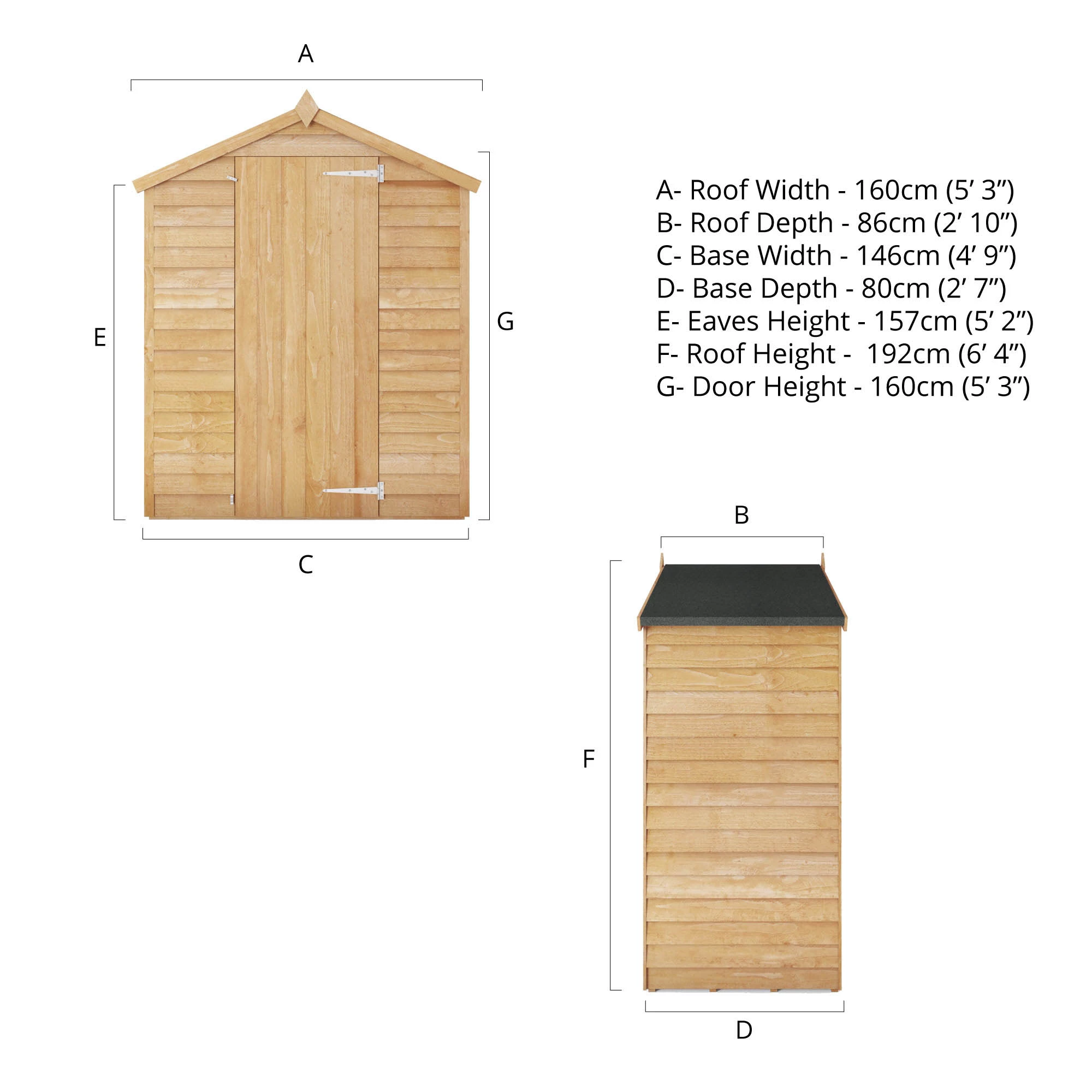 Mercia 5x3 Ft Apex Overlap Wooden Shed With Floor 8 Mercia 5x3 Ft Apex Overlap Wooden Shed With Floor - Image 8