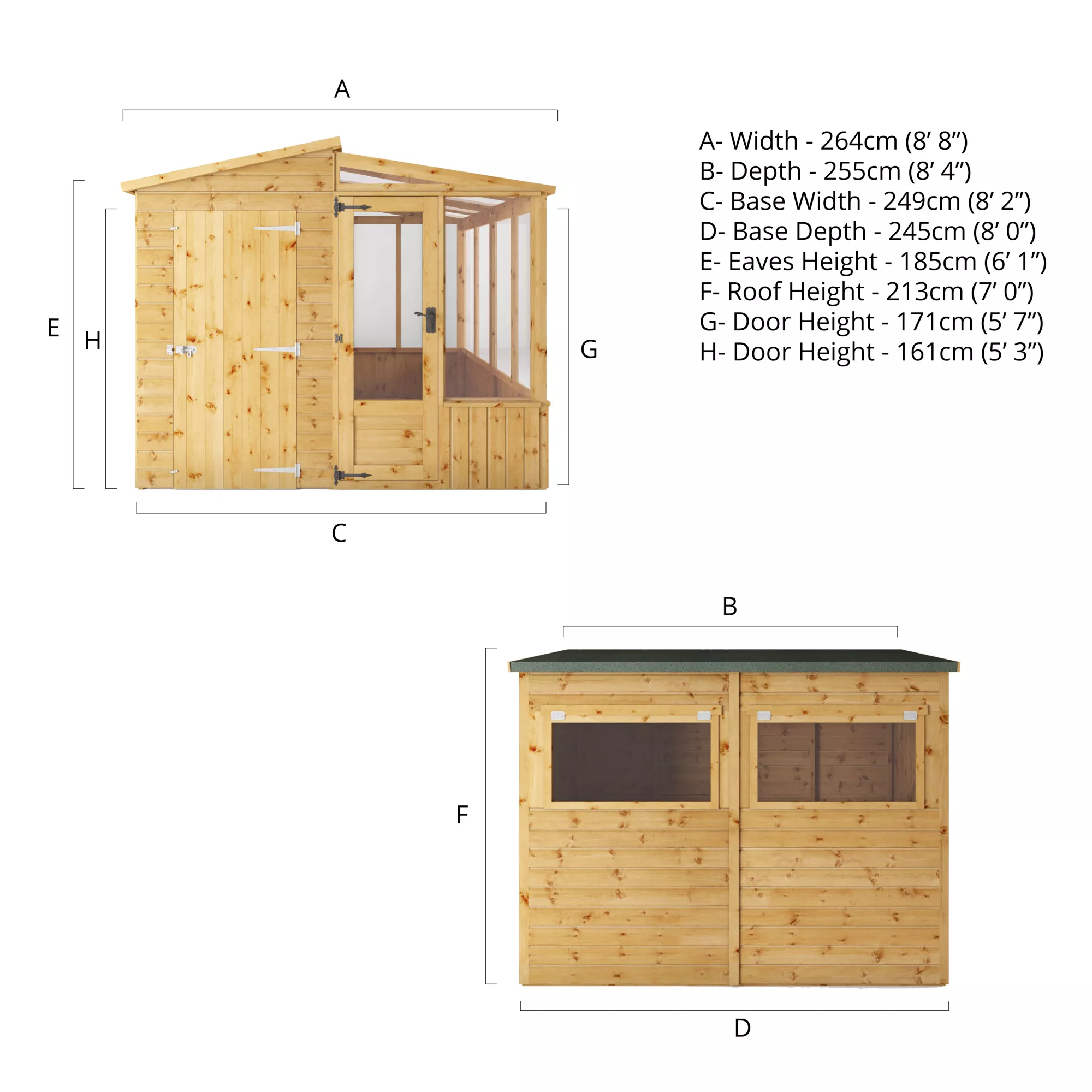 Mercia 8x8 Pent Greenhouse Combi Shed - Assembly Required 7 Mercia 8x8 Pent Greenhouse Combi Shed - Assembly Required - Image 7