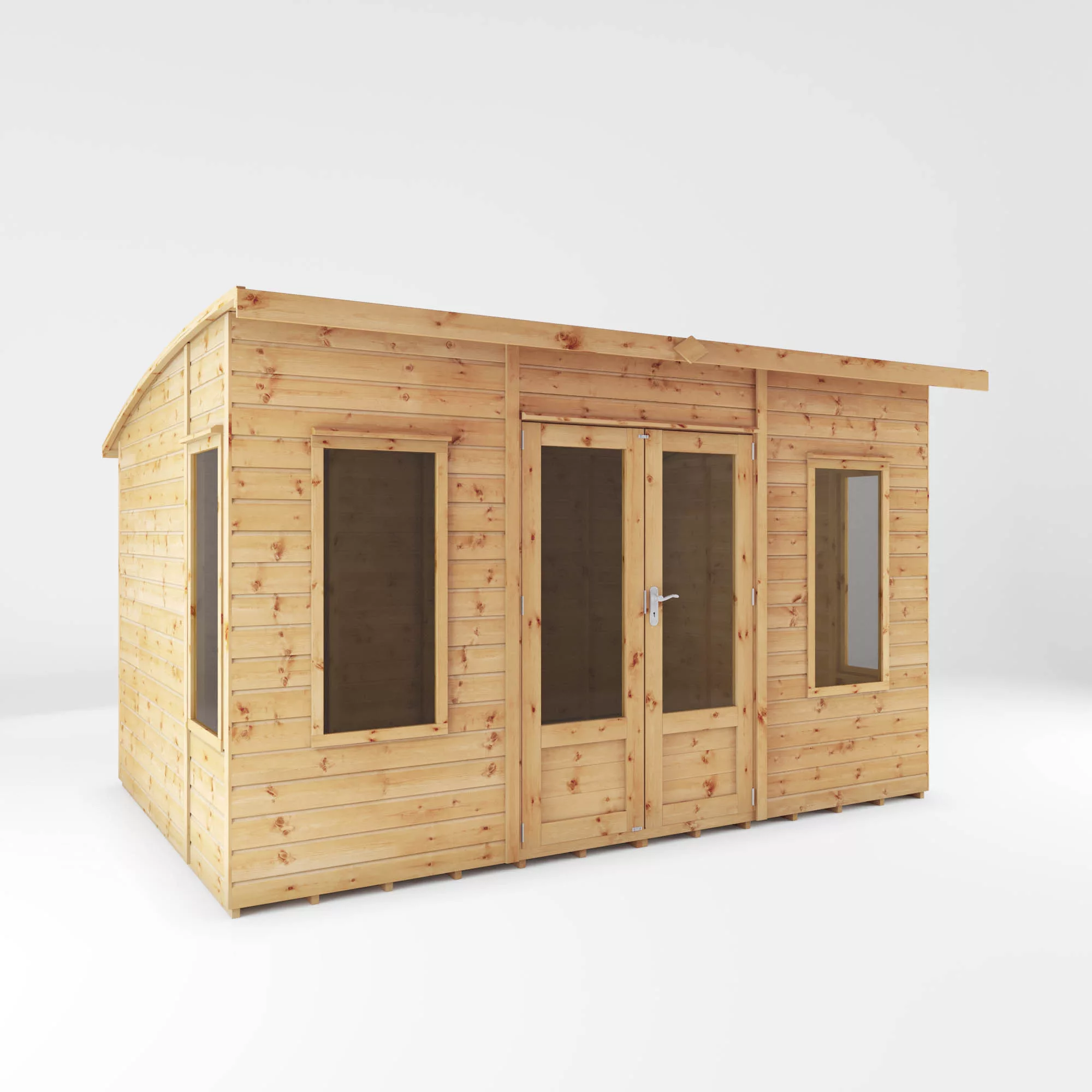 Mercia Helios 12x8 Ft Curved Shiplap Wooden Summer House With Double Door 2 Mercia Helios 12x8 Ft Curved Shiplap Wooden Summer House With Double Door - Image 2