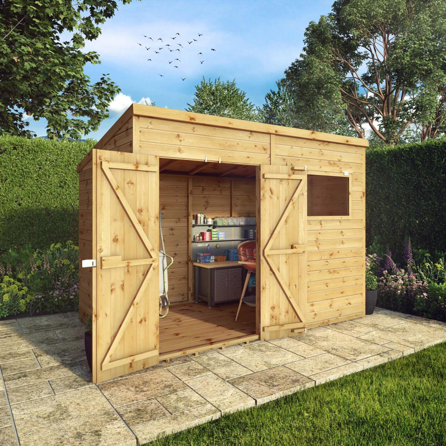 Mercia Premium 10x8 Ft Pent Shiplap Wooden 2 Door Shed With Floor 1 Mercia Premium 10x8 Ft Pent Shiplap Wooden 2 Door Shed With Floor