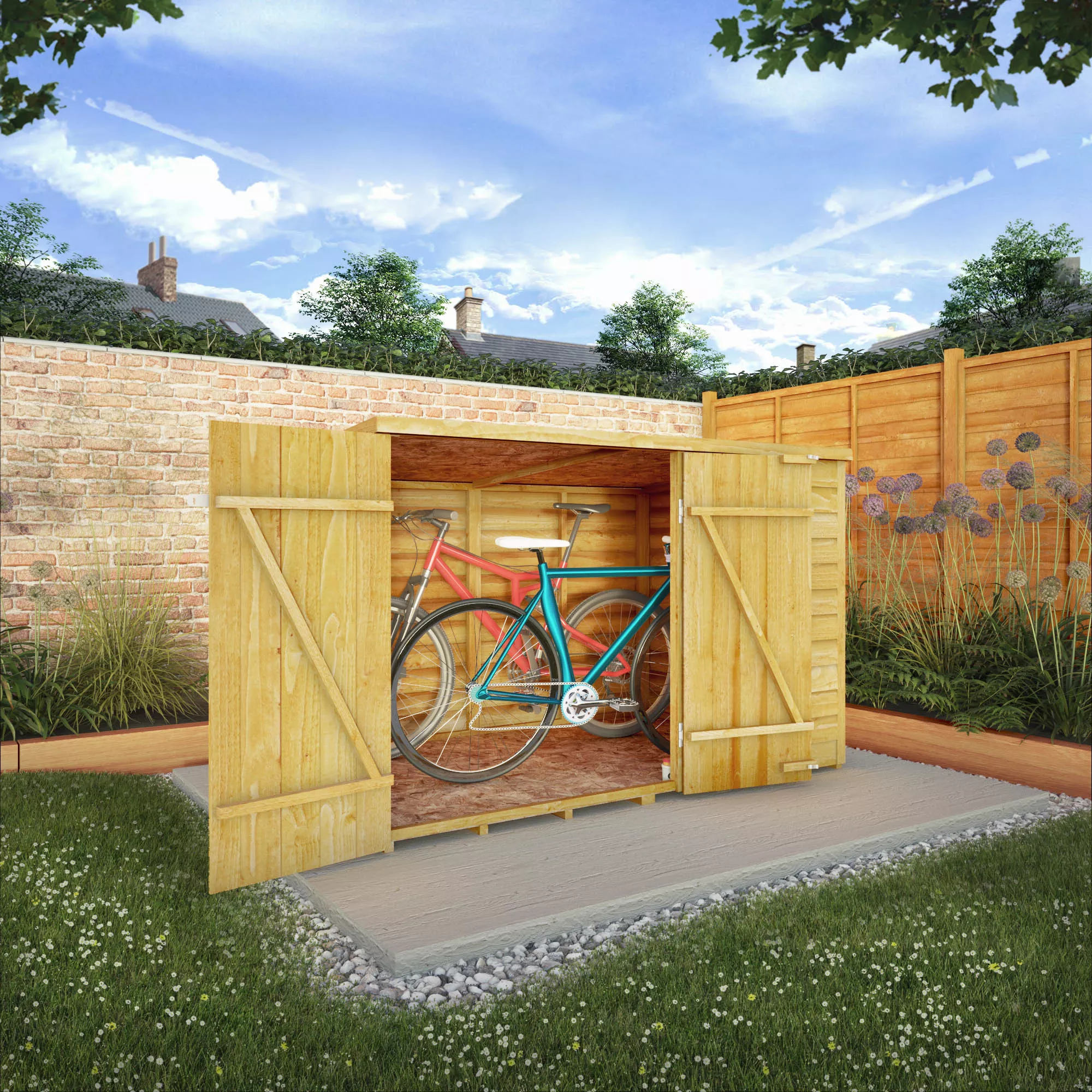 Mercia Solid Wood 4x6 Overlap Pent Bike Store 1 Mercia Solid Wood 4x6 Overlap Pent Bike Store