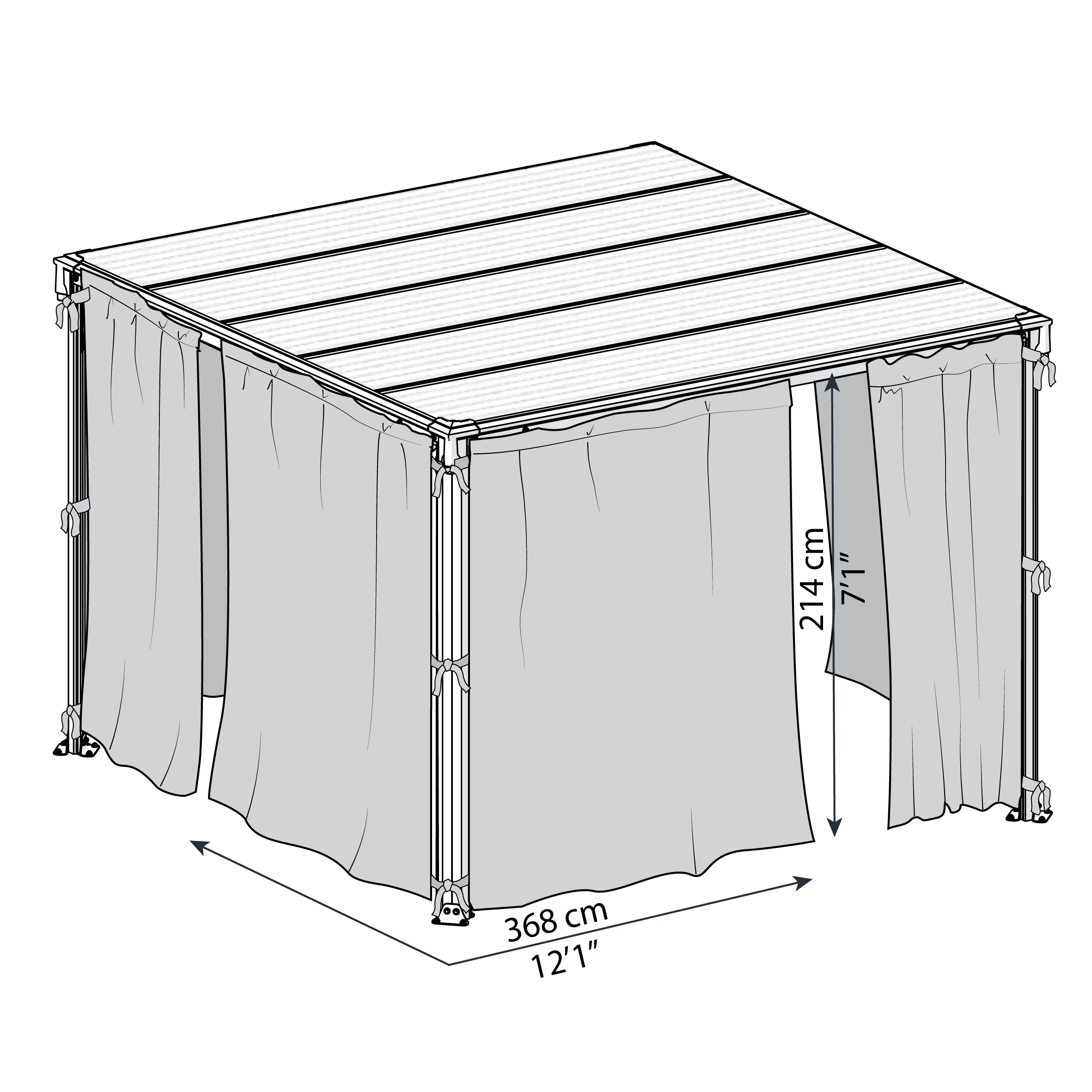 Palram - Canopia 4K Series Grey Polyester (PES) Gazebo Curtain, Pack Of 6 (L)2170mm (W)4010mm 7 Palram - Canopia 4K Series Grey Polyester (PES) Gazebo Curtain, Pack Of 6 (L)2170mm (W)4010mm - Image 7