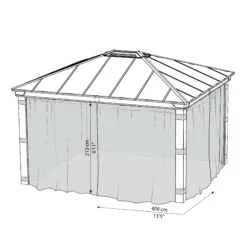 Palram - Canopia Dallas Grey Polyester (PES) Gazebo Netting, Pack Of 4 (L)2120mm (W)4090mm -Garden & Outdoors palram canopia dallas grey polyester pes gazebo netting pack of 4 l 2120mm w 4090mm7290108602685 01t