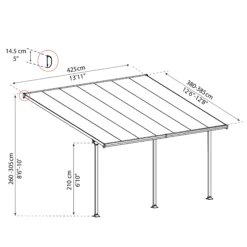 Palram - Canopia Feria Grey Non-retractable Awning, (L)4.25m (H)3.05m (W)3.85m 15 Palram - Canopia Feria Grey Non-retractable Awning, (L)4.25m (H)3.05m (W)3.85m -Garden & Outdoors palram canopia feria grey non retractable awning l 4 25m h 3 05m w 3 85m7290108134551 01t bq