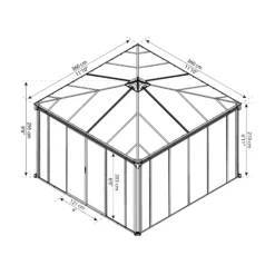 Palram - Canopia Ledro Grey Rectangular Gazebo, (W)3.6m (D)3.6m - Assembly Required -Garden & Outdoors palram canopia ledro grey rectangular gazebo w 3 6m d 3 6m assembly required7290108136531 01t bq