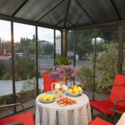 Palram - Canopia Ledro Grey Rectangular Gazebo, (W)3.6m (D)3.6m - Assembly Required -Garden & Outdoors palram canopia ledro grey rectangular gazebo w 3 6m d 3 6m assembly required7290108136531 03i bq