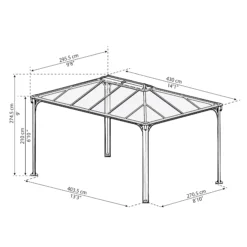 Palram - Canopia Martinique Grey Rectangular Gazebo, (W)4.3m (D)2.96m - Assembly Required -Garden & Outdoors palram canopia martinique grey rectangular gazebo w 4 3m d 2 96m assembly required7290108130249 01t bq