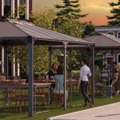 Palram - Canopia Martinique Grey Rectangular Gazebo, (W)4.93m (D)3.59m - Assembly Required -Garden & Outdoors palram canopia martinique grey rectangular gazebo w 4 93m d 3 59m assembly required7290108136234 03i bq