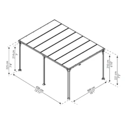 Palram - Canopia Milano Grey Rectangular Gazebo, (W)4.26m (D)3.09m - Assembly Required -Garden & Outdoors palram canopia milano grey rectangular gazebo w 4 26m d 3 09m assembly required7290108136241 01t bq