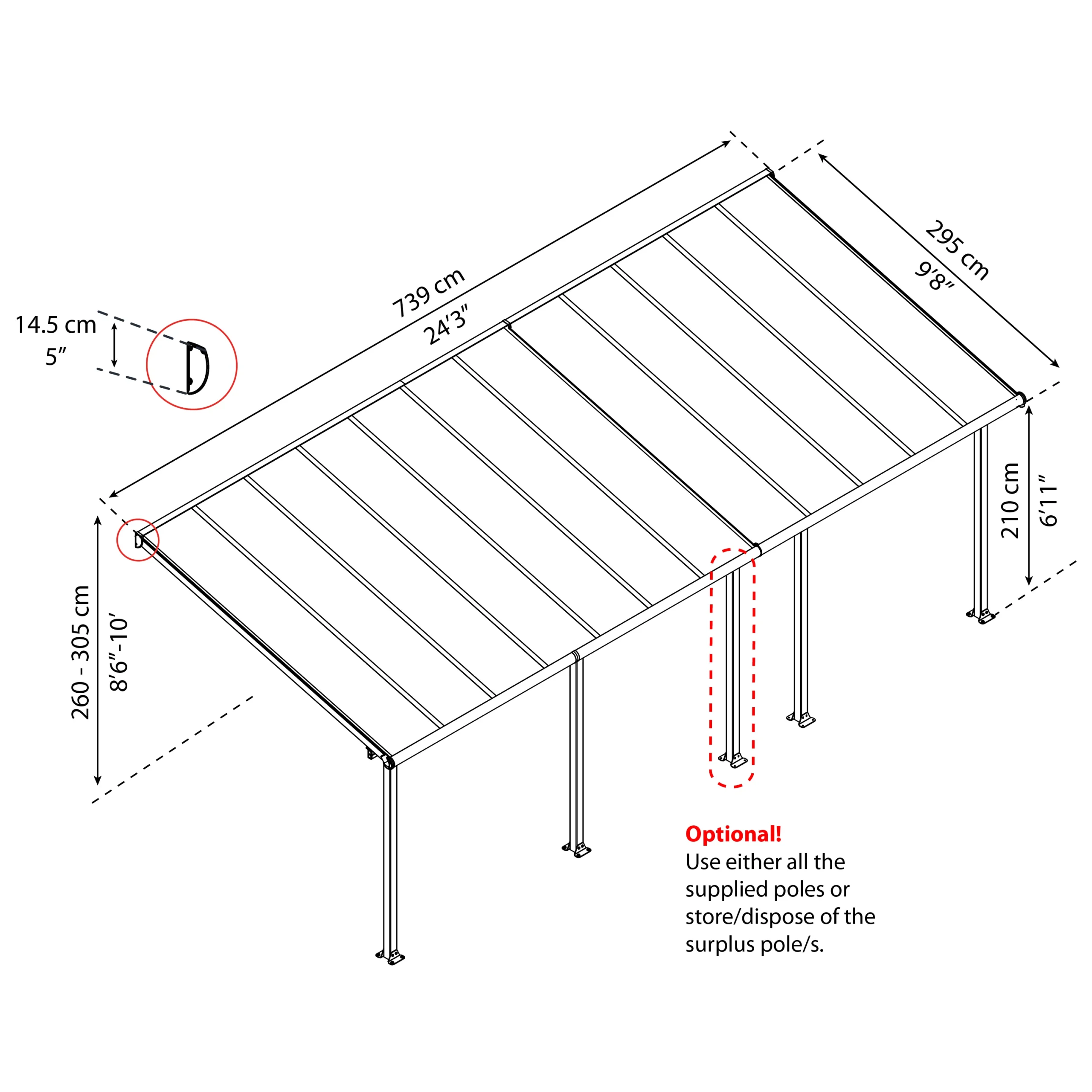 Palram - Canopia Olympia White Non-retractable Awning, (L)7.39m (H)3.05m (W)2.95m 7 Palram - Canopia Olympia White Non-retractable Awning, (L)7.39m (H)3.05m (W)2.95m - Image 7
