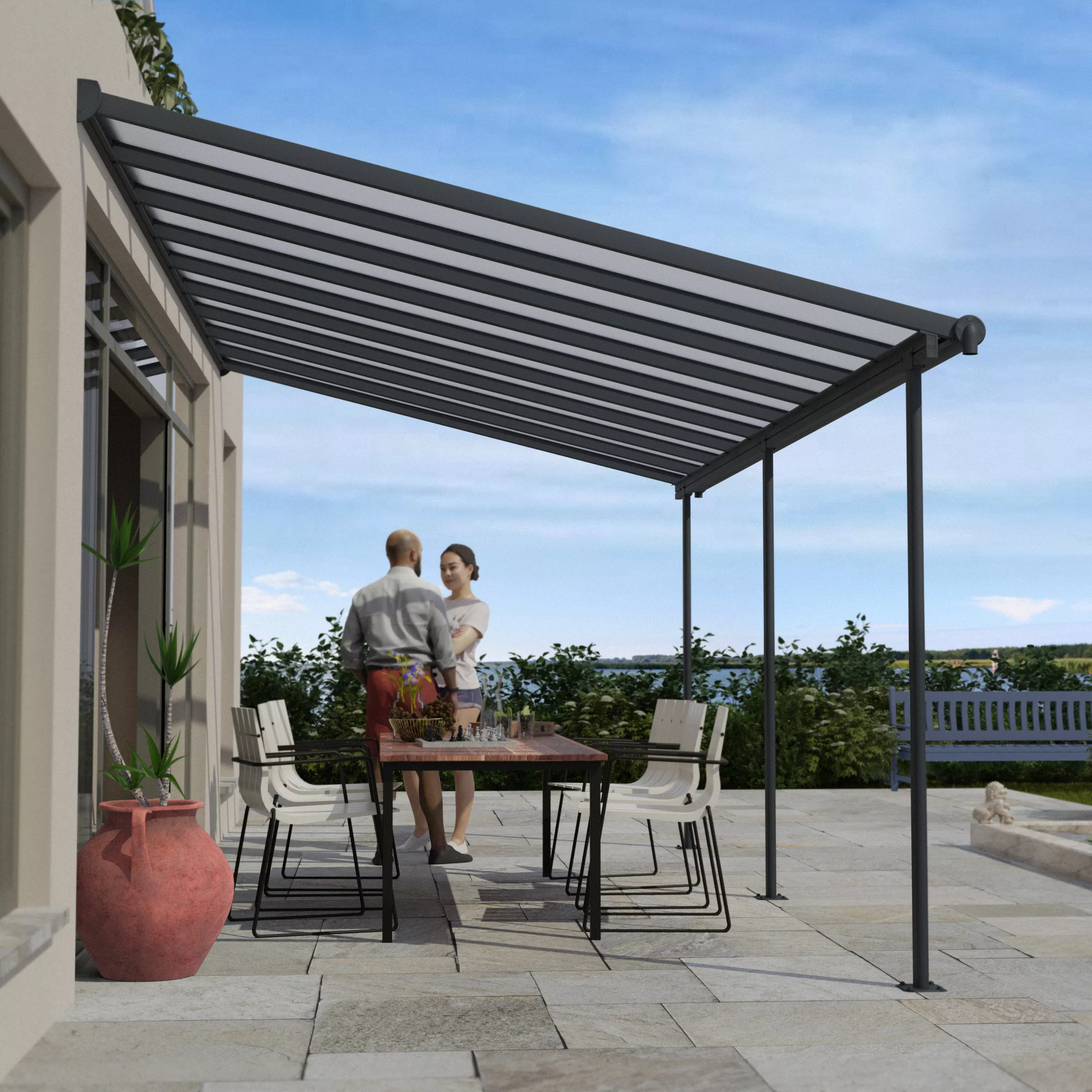 Palram - Canopia Sierra Grey Non-retractable Awning, (L)5.55m (H)3.05m (W)2.99m 3 Palram - Canopia Sierra Grey Non-retractable Awning, (L)5.55m (H)3.05m (W)2.99m - Image 3
