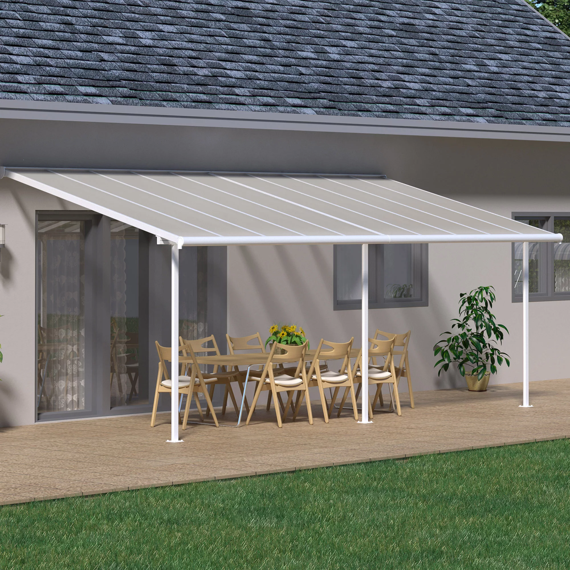 Palram - Canopia Sierra White Non-retractable Awning, (L)6.19m (H)3.05m (W)2.99m 1 Palram - Canopia Sierra White Non-retractable Awning, (L)6.19m (H)3.05m (W)2.99m