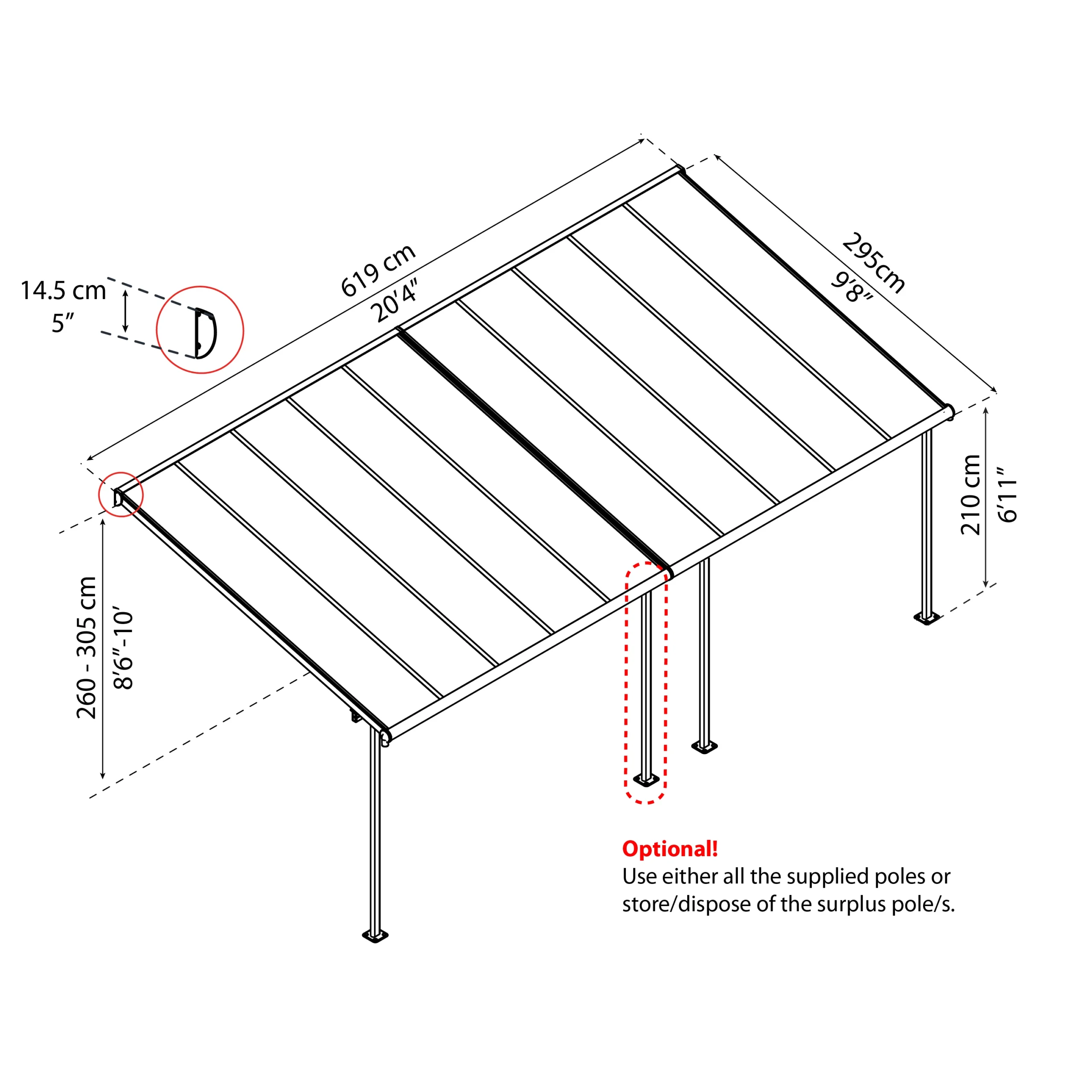 Palram - Canopia Sierra White Non-retractable Awning, (L)6.19m (H)3.05m (W)2.99m 9 Palram - Canopia Sierra White Non-retractable Awning, (L)6.19m (H)3.05m (W)2.99m - Image 9