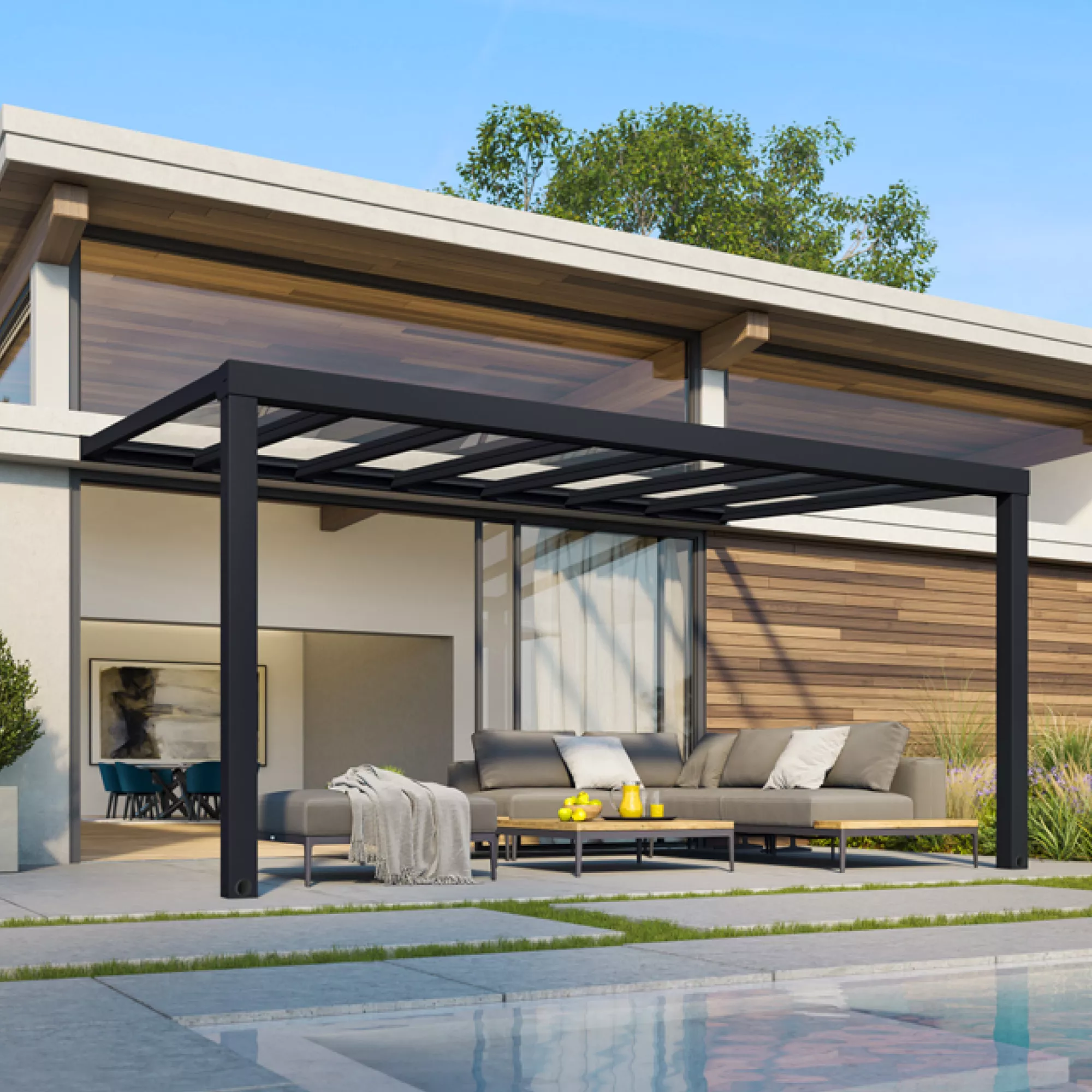 Palram - Canopia Stockholm Grey Non-retractable Awning, (L)5.15m (H)3.24m (W)3.41m 1 Palram - Canopia Stockholm Grey Non-retractable Awning, (L)5.15m (H)3.24m (W)3.41m
