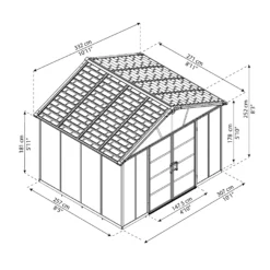 Palram - Canopia Yukon 11x13.1 Apex Dark Grey Plastic Shed -Garden & Outdoors palram canopia yukon 11x13 1 apex dark grey plastic shed7290108137293 01t BQ