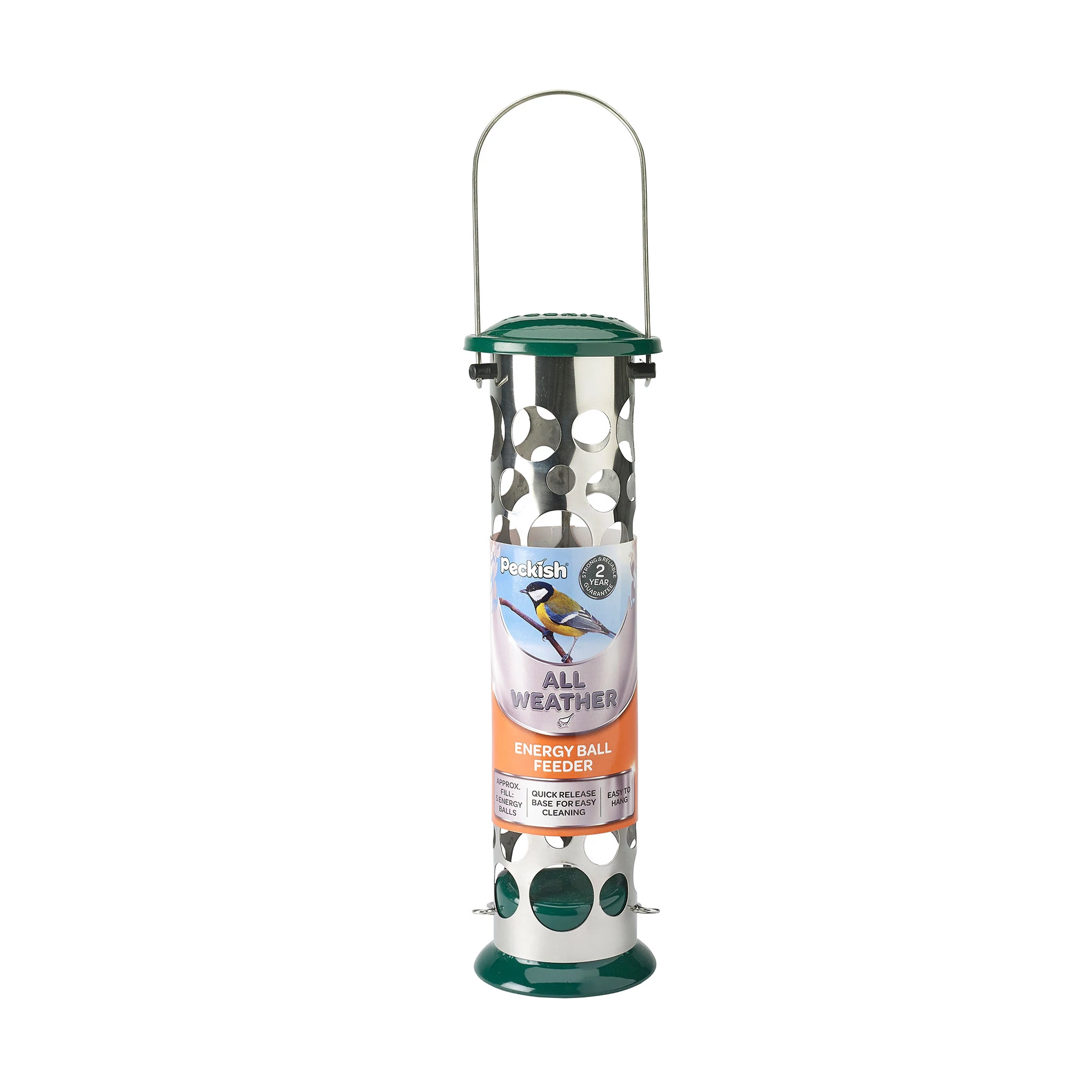 Peckish Stainless Steel Energy Ball Green All Weather Bird Feeder 0.7L 1 Peckish Stainless Steel Energy Ball Green All Weather Bird Feeder 0.7L