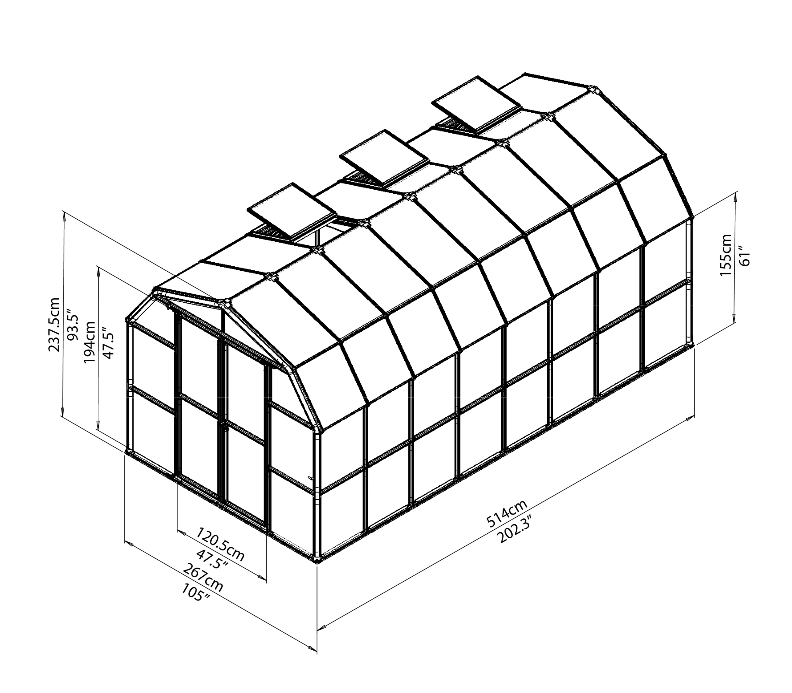 Rion Grand Gardner Green 8x16 Greenhouse 7 Rion Grand Gardner Green 8x16 Greenhouse - Image 7