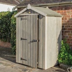 Rowlinson Heritage 4x3 Ft Apex Grey Wooden Shed With Floor