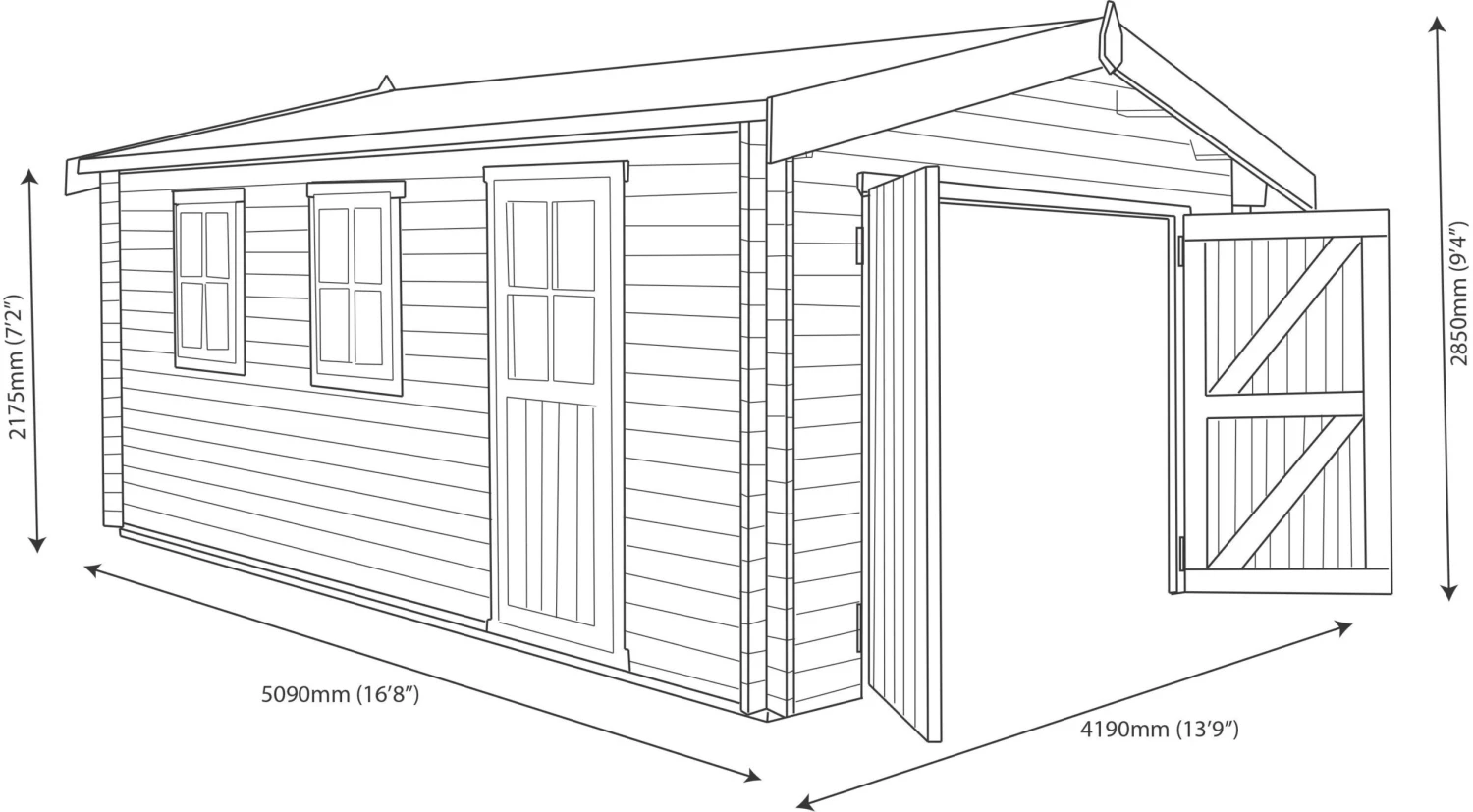 Shire 17x14 Bradenham Wooden Garage 10 Shire 17x14 Bradenham Wooden Garage - Image 10