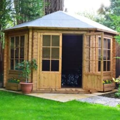 Shire Belvoir 10x10 Ft Apex Tongue & Groove Wooden Cabin With Felt Tile Roof - Assembly Service Included -Garden & Outdoors shire belvoir 10x10 ft apex tongue groove wooden cabin with felt tile roof assembly service included5019804111237 02i bq