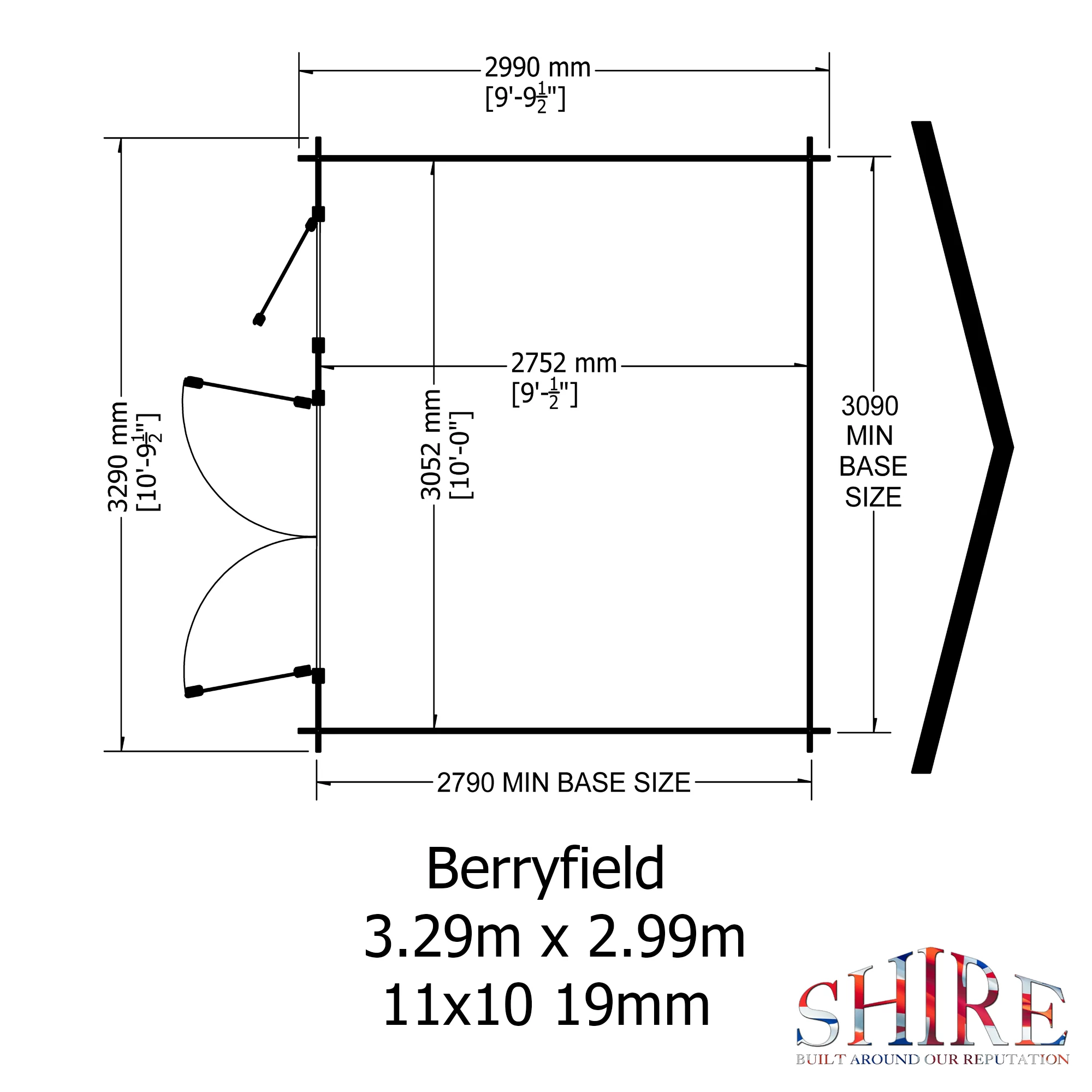 Shire Berryfield 11x10 Glass Apex Tongue & Groove Wooden Cabin - Base Not Included 7 Shire Berryfield 11x10 Glass Apex Tongue & Groove Wooden Cabin - Base Not Included - Image 7