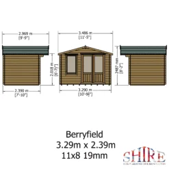 Shire Berryfield 11x8 Glass Apex Tongue & Groove Wooden Cabin - Base Not Included -Garden & Outdoors shire berryfield 11x8 glass apex tongue groove wooden cabin base not included5019804112296 01t bq