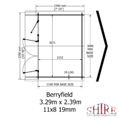 Shire Berryfield 11x8 Glass Apex Tongue & Groove Wooden Cabin - Base Not Included -Garden & Outdoors shire berryfield 11x8 glass apex tongue groove wooden cabin base not included5019804112296 02t bq