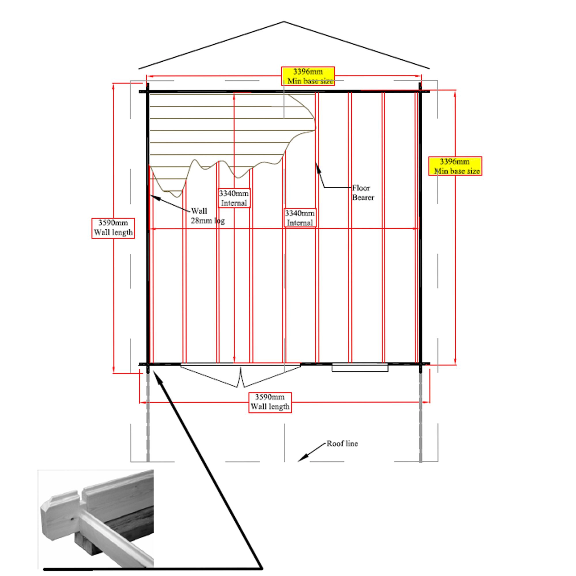 Shire Cannock 12x12 Glass Apex Tongue & Groove Wooden Cabin - Base Not Included 9 Shire Cannock 12x12 Glass Apex Tongue & Groove Wooden Cabin - Base Not Included - Image 9