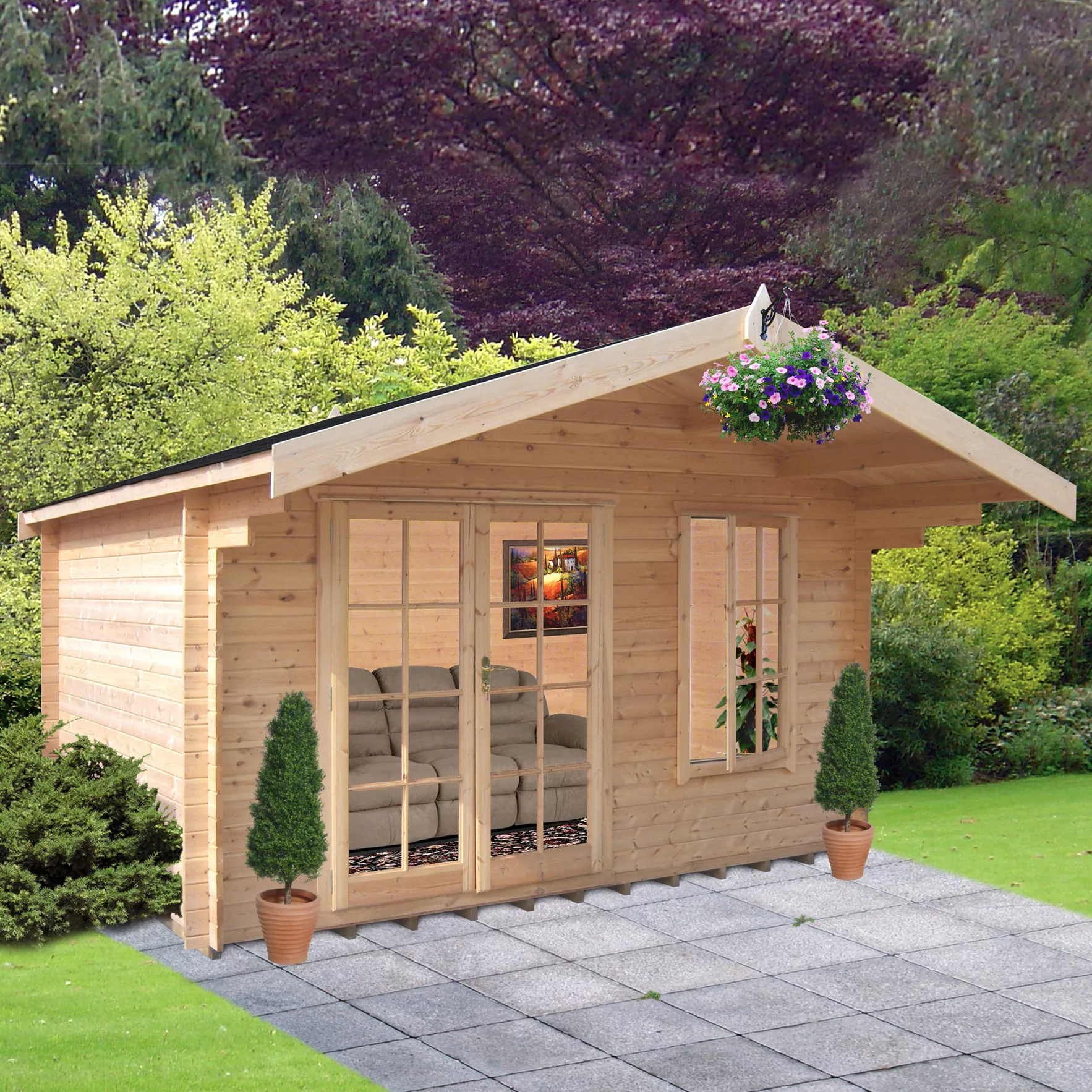 Shire Cannock 12x12 Glass Apex Tongue & Groove Wooden Cabin - Base Not Included 7 Shire Cannock 12x12 Glass Apex Tongue & Groove Wooden Cabin - Base Not Included - Image 7