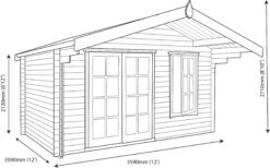 Shire Cannock 12x12 Glass Apex Tongue & Groove Wooden Cabin - Base Not Included 19 Shire Cannock 12x12 Glass Apex Tongue & Groove Wooden Cabin - Base Not Included -Garden & Outdoors shire cannock 12x12 glass apex tongue groove wooden cabin base not included5019804312290 03t